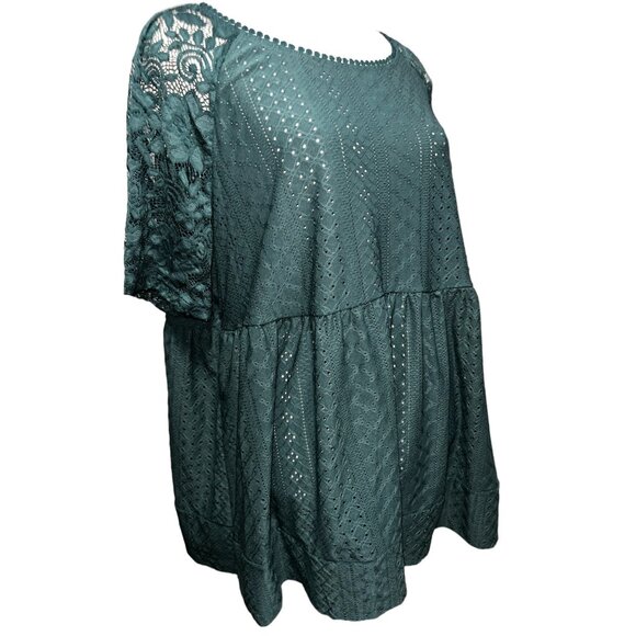 BloomChic Round Neck Eyelet Cut Out Babydoll Short Sleeve Blouse Sz 22/24 (3XL) - Picture 5 of 9